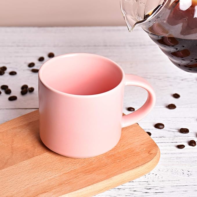Bosmarlin Matte Ceramic Coffee Mug for Office and Home, 13 oz, Dishwasher and Microwave Safe (Pink, 1)