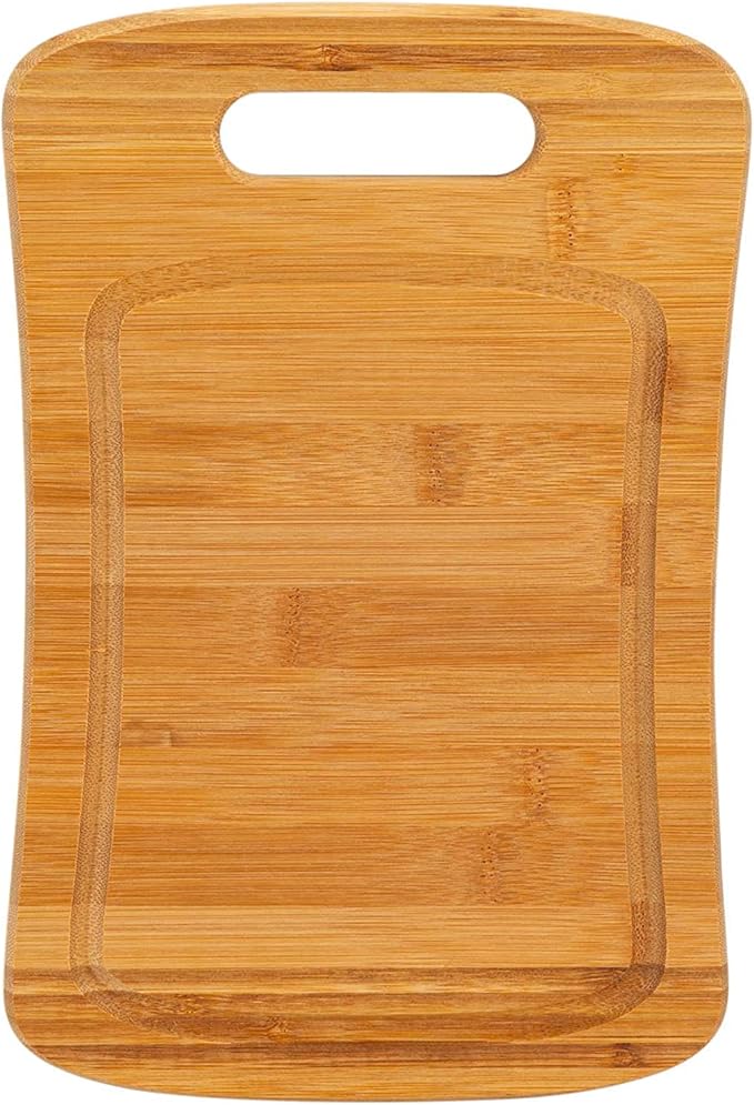 Kitchen Details Medium Curved Bamboo Cutting Board, Dual Sided, Ultra Thick Cut Resistant