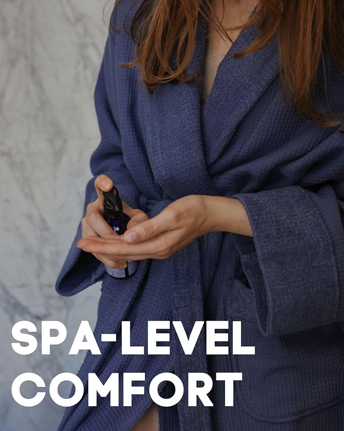 sea me at home Turkish Cotton Waffle Bathrobe, Luxury Spa Hotel Shawl Collar Robe for Women & Men, Plush Terry Inside