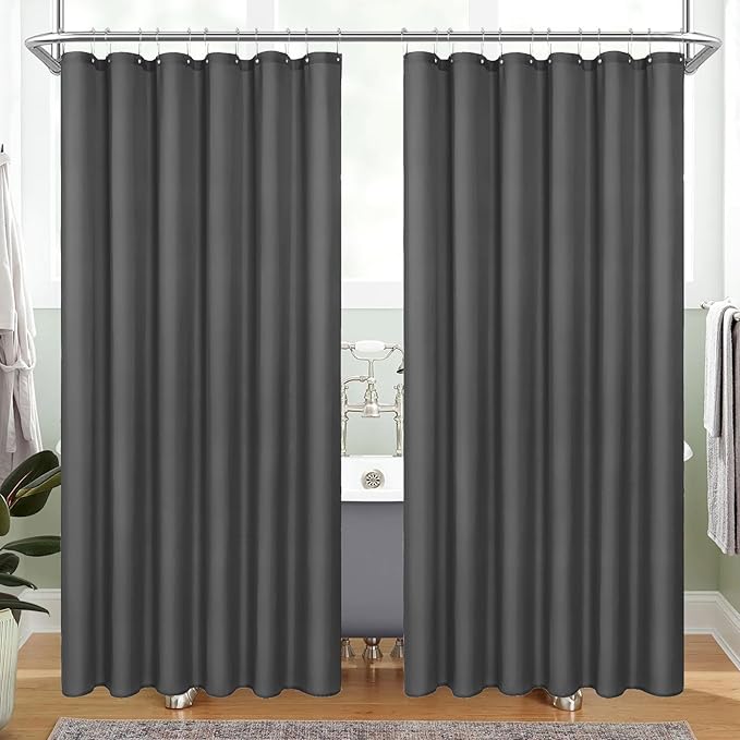 MitoVilla 2 Pack Dark Grey Fabric Shower Curtain Liner - 72" W x 72" H, Simple Shower Curtain or Liner for Modern Neutral Hotel Bathroom Decor, Waterproof Cloth & Hotel Quality