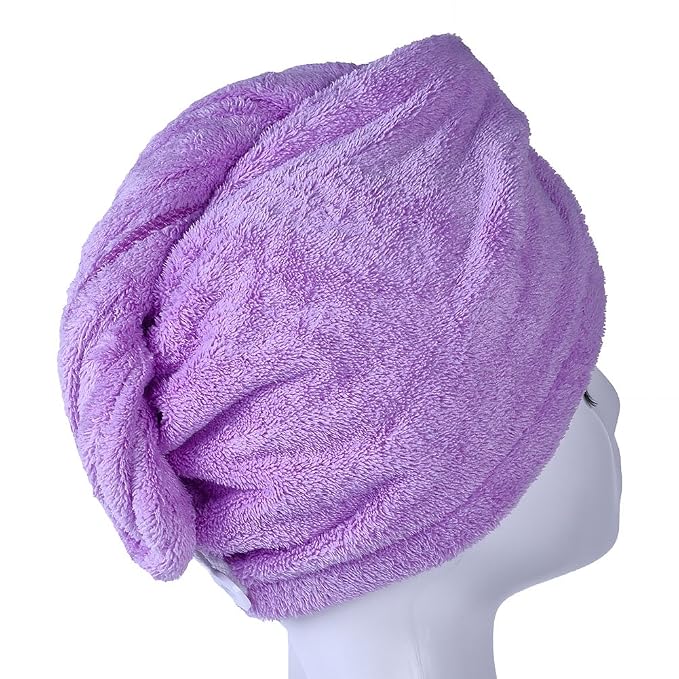 YYXR Microfiber Quick Drying Hair Towel Wrap - Super Absorbent Drastically Reduce Hair Drying Time(2-Pack Rose &Purple)