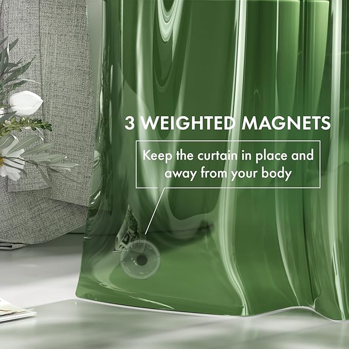 AmazerBath 72x78 Long Shower Curtain Liner, Clear Green Plastic Shower Curtain Liner, Waterproof PEVA Shower Liner, Cute Lightweight Shower Curtains for Bathroom with 3 Magnets & Rustproof Grommets