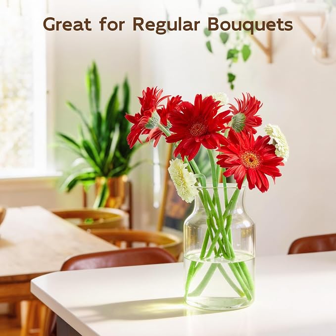 Clear Glass Vase, 8 inch Glass Flower Vase for Plants, Small Vase for Vases for Centerpiece, Home, Wedding, Living Room, Dining Table
