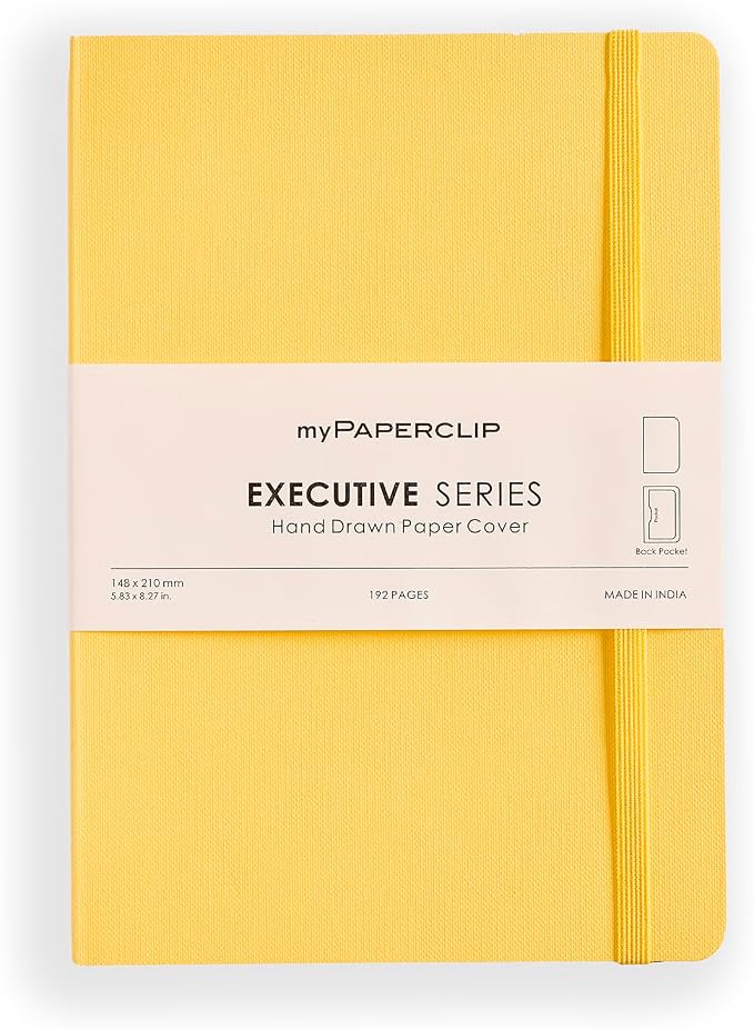 myPAPERCLIP Executive Series Notebook, A5 (5.83 x 8.27 in) Plain, Yellow
