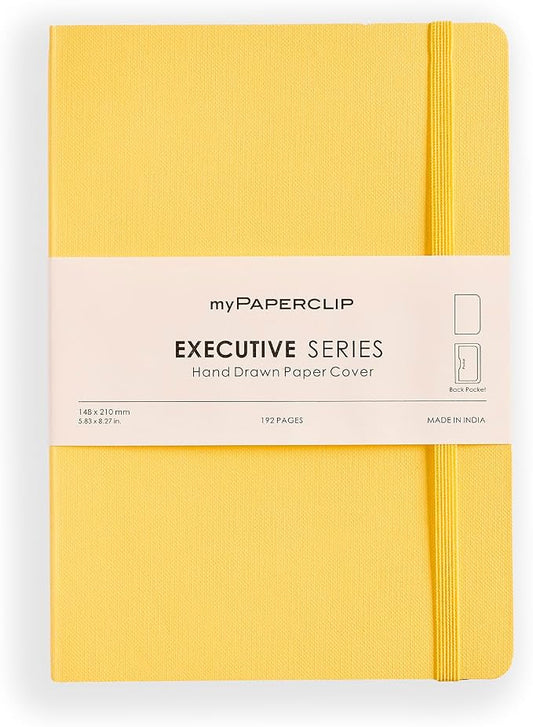 myPAPERCLIP Executive Series Notebook, A5 (5.83 x 8.27 in) Plain, Yellow