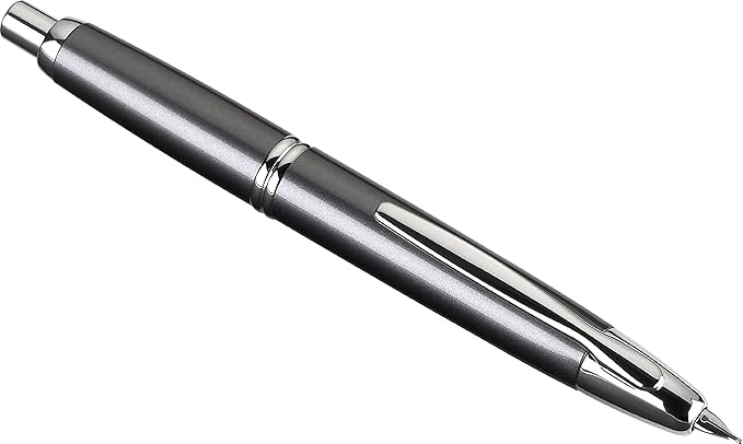 PILOT Vanishing Point Collection Refillable & Retractable Fountain Pen, Gun Metal Gray Barrel with Rhodium Accents, Blue Ink, Medium Nib (60533)
