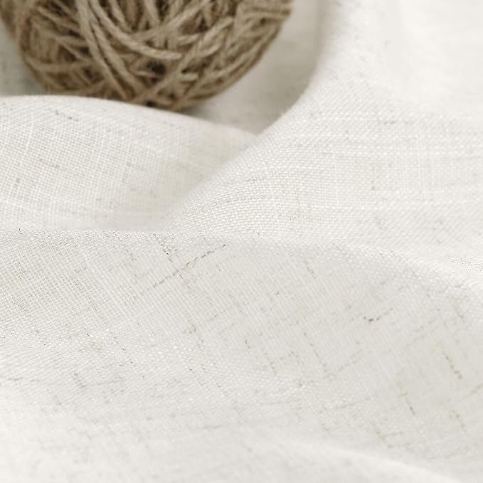 Cream Semi Sheer Curtains 96 Inches Long Back Tab Pocket Ivory Linen Living Room Curtain 2 Panel Sets Light Filtering Luxury Drapes Boho Farmhouse Room Curtains for Bedroom Aesthetic 8Ft 40x96