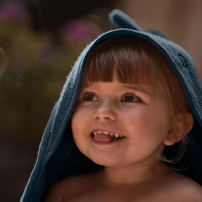 Hooded Baby Towel – 100% Organic Cotton Baby Bath Towels – Baby Boy Newborn Essentials - Super-Soft and Absorbent. (Dino - Tradewins)