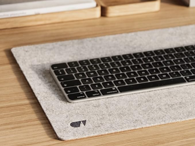OAKYWOOD Oakywood Desk pad in 2 Sizes, M (30 x 62 x 0.3 cm), L (30 x 90 x 0.3 cm), Made of Merion Wool Felt and Cork, Gray