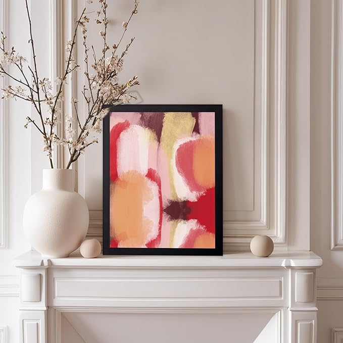 Monem Art Abstract Wall Poster - Modern Geometric Design Print - Colorful Artwork for Living Room or Bedroom Decor - Contemporary Design for Office - 8x10 Black Framed
