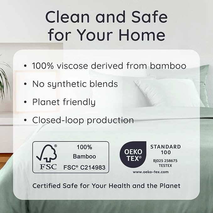 Bambaw 100% Viscose Derived from Bamboo Pillowcase Standard Size – Set of 2 Cooling Pillow Cases Standard Size, Breathable & Anti Acne Pillowcase, Cooling Pillow Cover, Envelope Closure (Sea Glass)