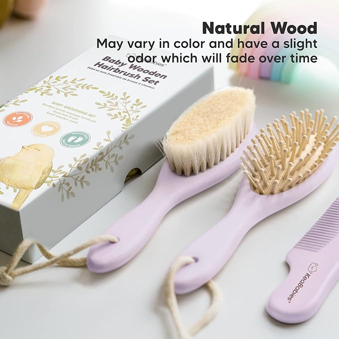 KeaBabies Baby Hooded Towel and Baby Hair Brush and Comb Set - Soft Bath Towels with Hood for Toddlers - Wooden Brush with Soft Goat Bristle for Girls, Boys, Toddlers