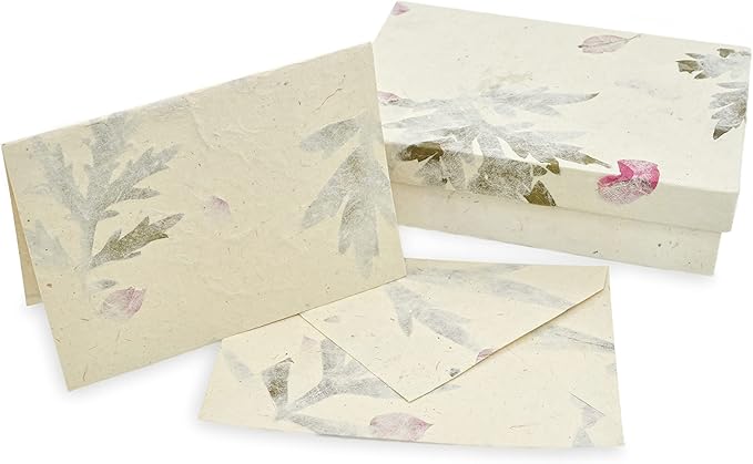 Nepali Cherish Greeting Card & Envelope Box Set with Handmade Lokta Paper from Nepal, 15 Cards (Forest Wanderer)