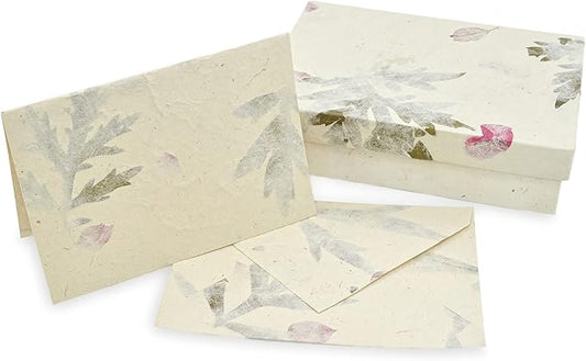 Nepali Cherish Greeting Card & Envelope Box Set with Handmade Lokta Paper from Nepal, 15 Cards (Forest Wanderer)
