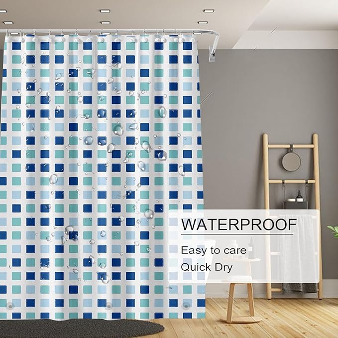 TIKABC Shower Curtain Liner, 4G PEVA Shower Liner, Plastic Waterproof Shower Curtains, 72x72 inch with Grommet Holes 3 Magnetic Weights