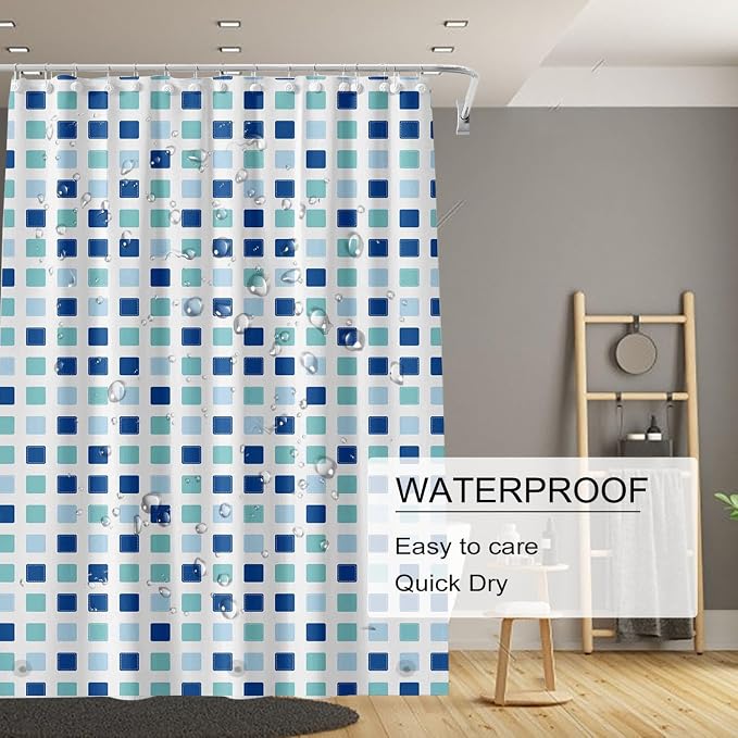 TIKABC Shower Curtain Liner, 4G PEVA Shower Liner, Plastic Peva Waterproof Shower Curtains, 72x72 inch with Grommet Holes 3 Magnetic Weights