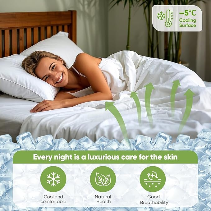 Real 100% Viscose Derived from Bamboo Sheets Set King Size, Cooling & Silky Soft for Hot Sleeper, Luxury with Breathable & Moisture Wicking Fabric, 18" Deep Pocket with Corner Straps (White, King)
