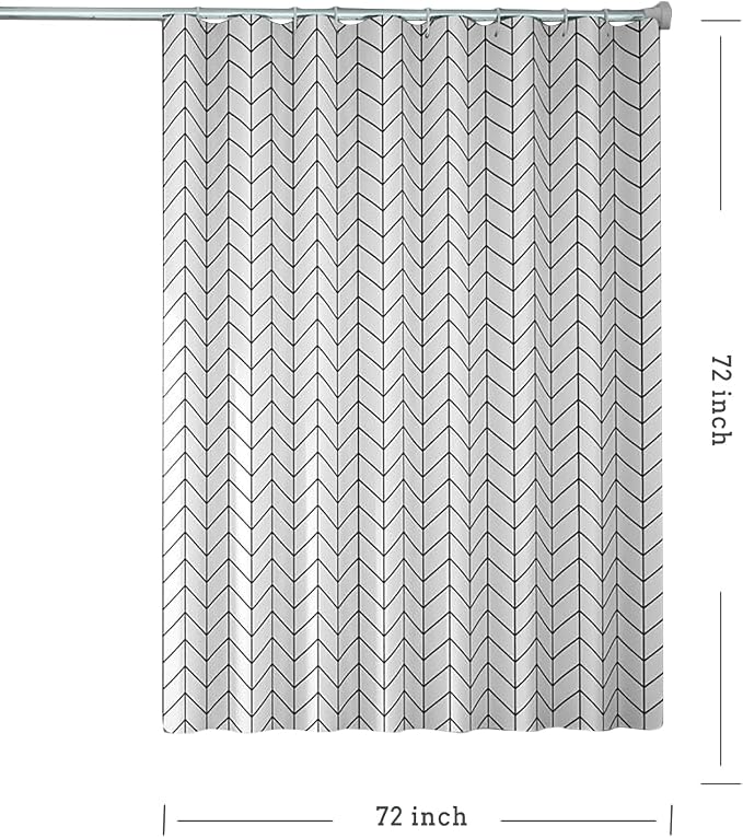 TIKABC White Grid Shower Curtain Liner, 4G PEVA Shower Liner, Plastic Peva Waterproof Shower Curtains, 72x72 inch with Grommet Holes 3 Magnetic Weights