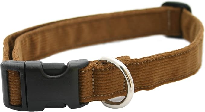 Hemp Corduroy Dog Collar - No Pattern (3/4" Medium, Bronze)