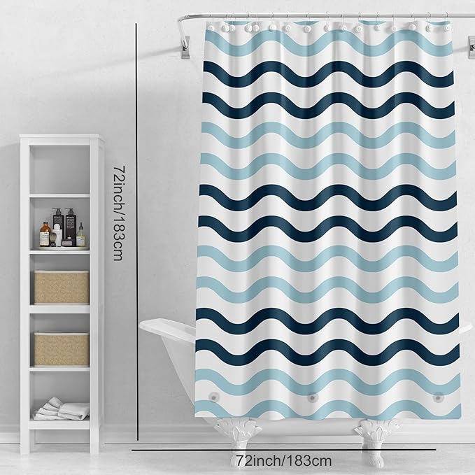 TIKABC Shower Curtain Liner, 4G PEVA Shower Liner, Plastic Waterproof Shower Curtains, 72x72 inch with Grommet Holes 3 Magnetic Weights