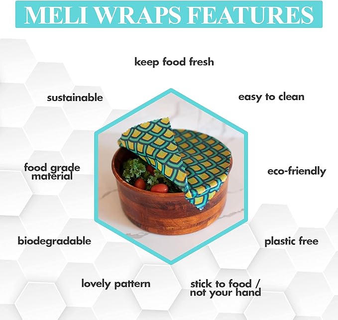 Meli Wraps - Reusable Beeswax Wrap Roll, Zero Waste Beeswax Wraps for Covering Food, Kitchen Roll for Food Storage, 13.5 x 42, Scales