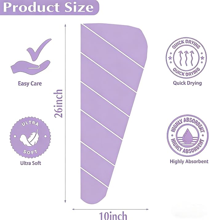 3 Pack Microfiber Hair Towel Wrap for Women, Fast Drying Hair Turban with Button, Anti-Frizz Large Hair Towel for All Hair Styles, Soft & Absorbent Hair Drying Towel