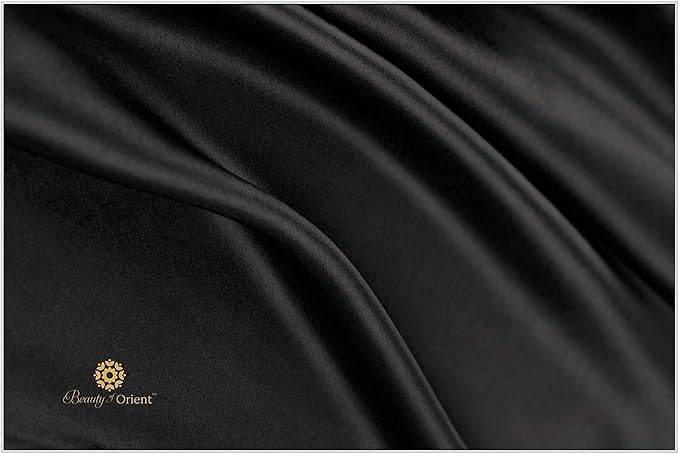 25 Momme Premium Mulberry Black Silk Pillowcase for Hair and Skin | Handcrafted Hypoallergenic & Anti-Acne Silk Pillow Cases with Zipper | Standard - 20" x 26", Midnight