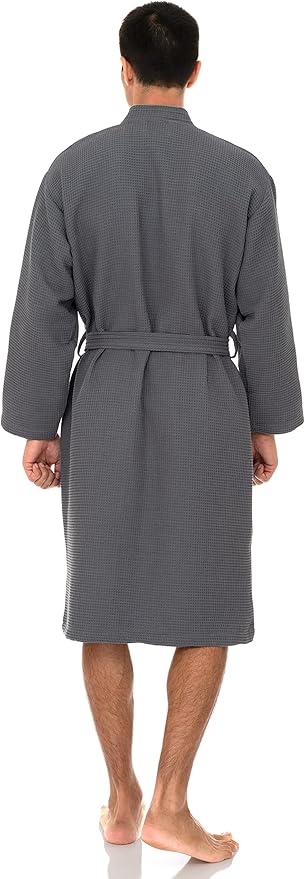TowelSelections Mens Waffle Robe Spa Kimono Bathrobe Lightweight Shower Bath Robe for Men XS to 2X