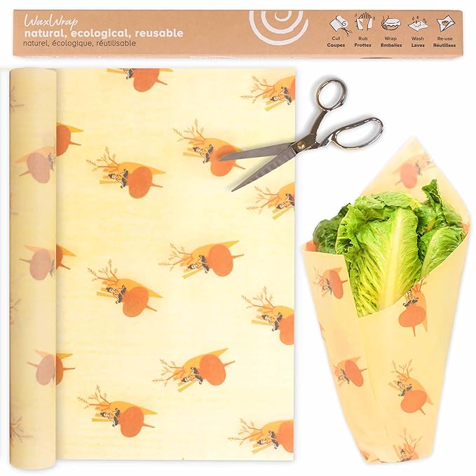 BAYU WaxWrap Beeswax Paper – 1.2M Beeswax Food Wraps – Organic Cotton Roll for Food Storage – Sustainable Eco-Friendly Plastic Alternative – Reusable and Durable – Adjustable Size
