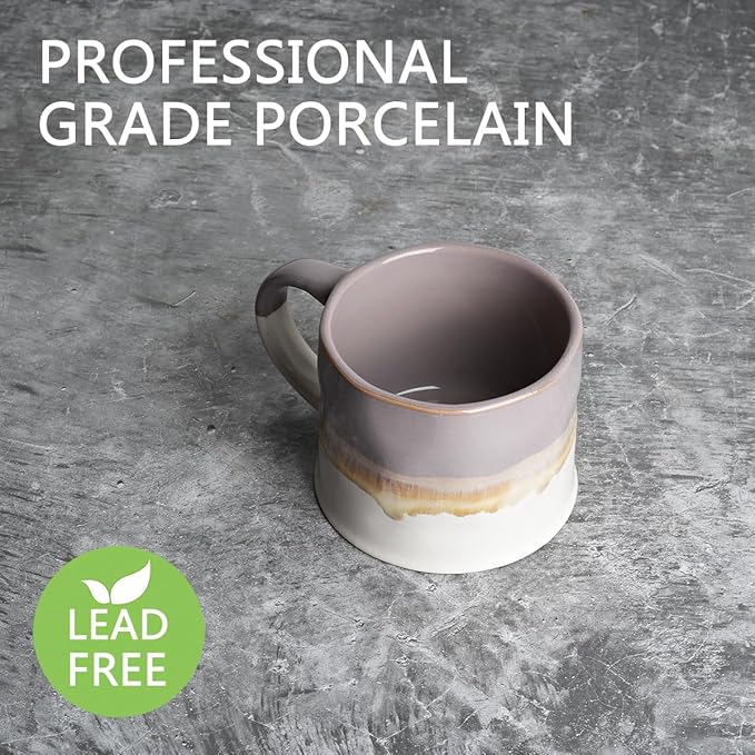 Bosmarlin Large Stoneware Coffee Mug Set of 2, Big Tea Cup for Office and Home, 15Oz, Dishwasher and Microwave Safe (Purple, 2)
