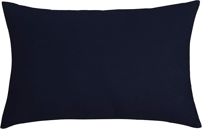 TangDepot 100% Cotton Solid Throw Pillow Cover 12x20 Dark Navy | 100% cotton, same-color zip, machine wash & air dry. For living room, bedroom, office, car. 42 colors, 106 sizes. Cover only.