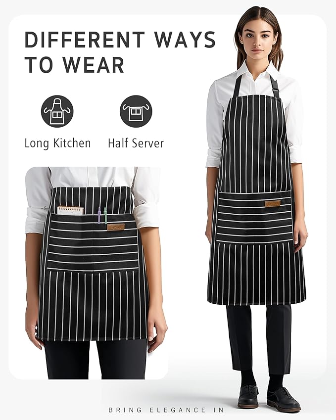 Syntus Chef Apron for Men Women Kitchen Cooking Apron with Pockets, Adjustable Bib Aprons Stain Resistant