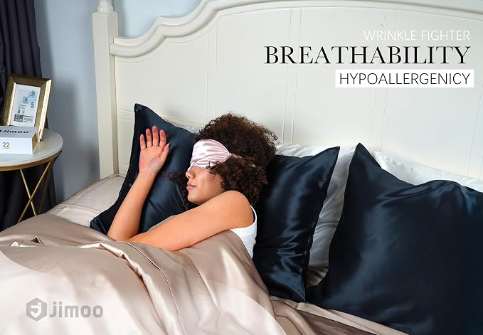 Natural Silk Pillowcase for Hair and Skin with Hidden Zipper, 22 Momme, 600 Thread Count 100% Mulberry Silk Pillowcase, Soft Smooth Both Sided Silk Pillow Cover(Navy Blue, King 20 inch X 36 inch ,1pc)