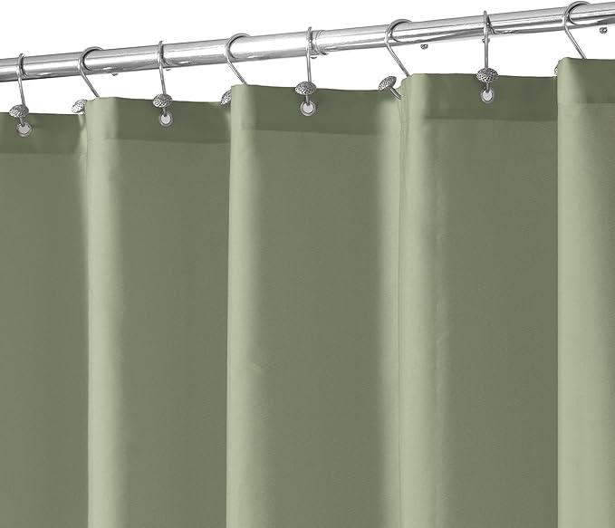 N&Y HOME Fabric Shower Curtain or Liner with Magnets Sage Green - Hotel Quality, Machine Washable, Water Repellent - Sage, 72x72