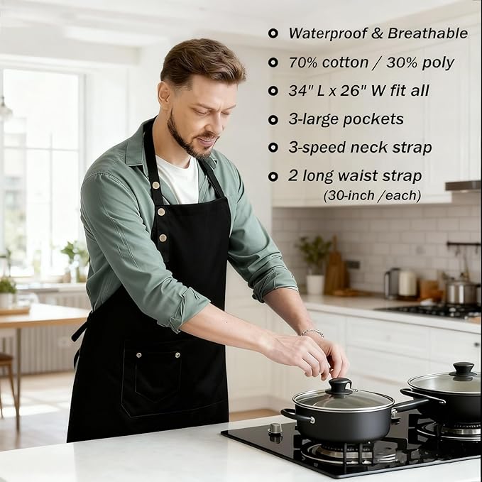 Art Aprons for Painting Pottery Ceramics, Mens Women Kitchen Cooking Aprons Waterproof Green