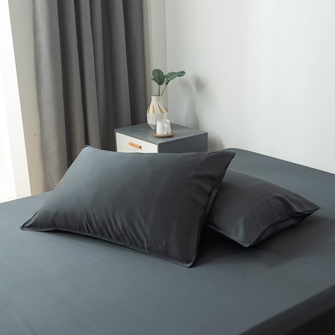 Bella Coterie | Luxury Bamboo Viscose King Size Pillowcase Set | 100% Organically Grown | Ultra Soft | Cooling | 2 Pcs [Charcoal Grey]