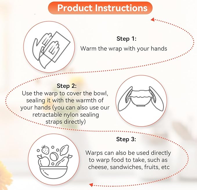 3-Pack Reusable Beeswax Food Wraps with Elastic Bands, Sustainable Bowl Covers for Bread Proofing & Food Storage, Eco-Friendly Sandwich & Cheese Wraps, Assorted Sizes (S, M, L)