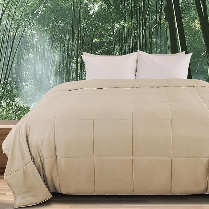 NEXHOME PRO Viscose from Bamboo Comforter Twin Size, Cooling Lightweight Duvet Insert, Organic Natural Summer Bedding Blanket for Hot Sleepers,8 Corner Tabs 90" L x 65" W