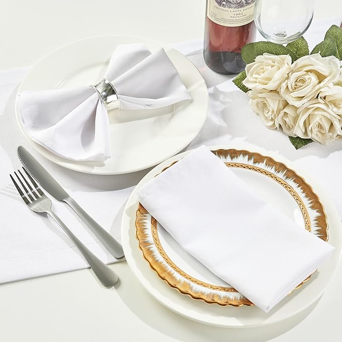 Mebakuk Cloth Napkins Set of 6, Premium 17 x 17 Inch Solid Washable Linen Style Napkins, Soft Table Napkin for Wedding Party Restaurant Dinner Parties
