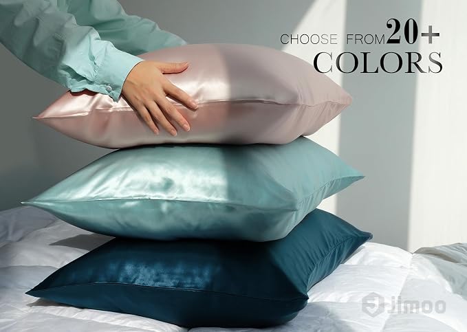 100% Mulberry Silk Pillowcase for Hair and Skin, 22 Momme Pure Natural Silk Pillow Case Both Sided with Zipper, Pillow Cover for Women Mom Men (Silver Grey, King 20''×36'', 2 Pack)