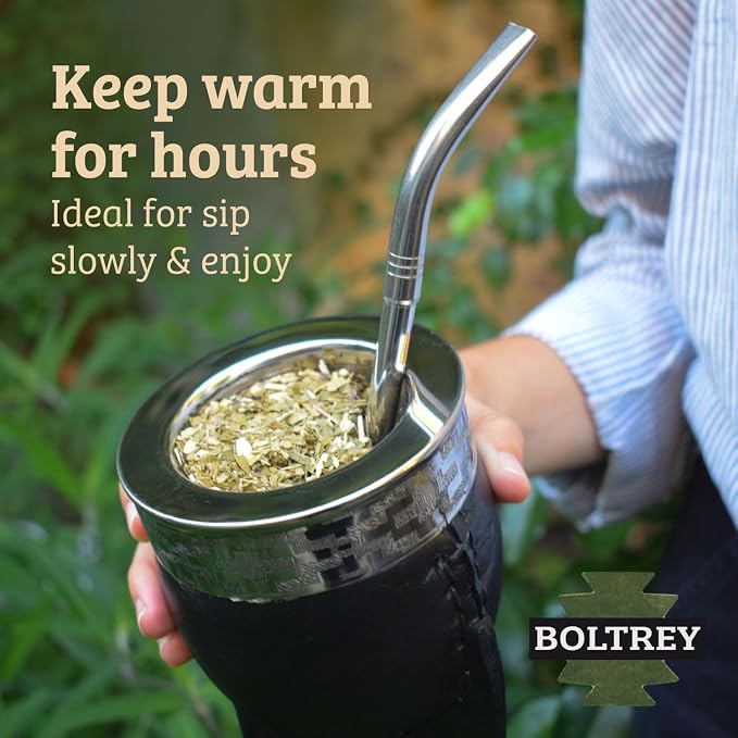 Mate Imperial – Yerba Mate Cup and Bombilla Set | Handmade Argentina Mate Gourd | Stainless Steel Mate Mug for Tea Lovers | Unique Cultural Gift (PAMPA, BLACK)