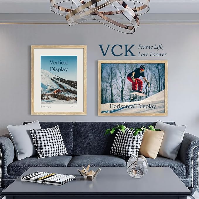 VCK 22x28 Poster Frame Natural Solid Wood 3 Pack, Exclusive Wood Grain Wall Hanging Picture Frame for Home Decoration