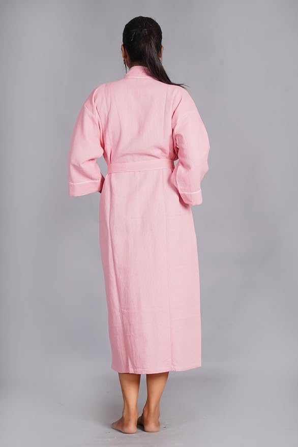 COTSILER Cotton Waffle Bathrobe for Women – Lightweight Spa Robe with Belt & Front Pockets