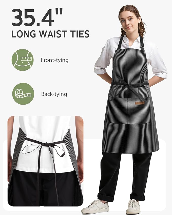 Syntus Apron for Men Women, Adjustable Cooking Kitchen Chef Aprons with 2 Pockets