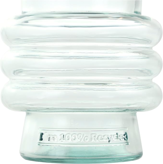 Deco 79 Recycled Glass Decorative Vase Small Bubble Style Centerpiece Vases with Varying Shapes, Set of 3 Flower Vases for Home Decoration 4" W,7" H, Clear