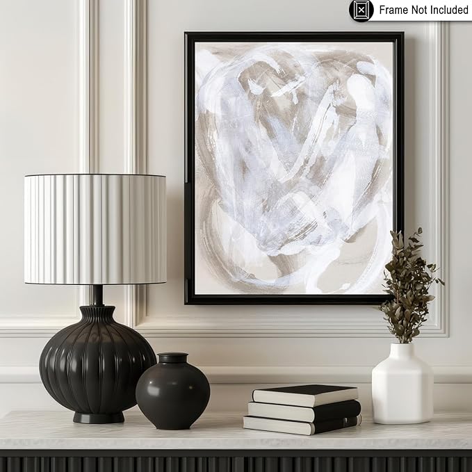 Monem Art Neutral Beige Abstract Brushstroke Painting Print - Scandinavian Minimalist Modern Art Poster - Wall Decor for Living Room or Bedroom - 30x40 Unframed Wall Art by Mareike Bohmer