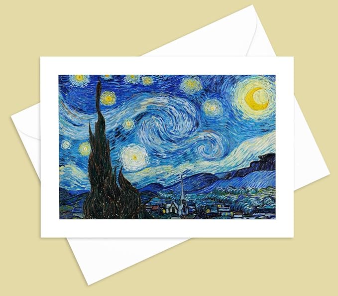Van Gogh Greeting Cards - Set of 10 All Occasion 5x7 Note Cards with Envelopes. Blank Inside. Assorted Famous Works of Vincent Van Gogh