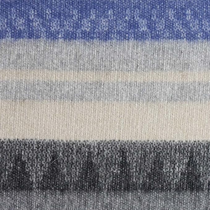 Alpaca Wool Blanket Throw Cherokee Design for Bed Couch Sofa Soft Warm Peruvian Alpaca Wool Blankets 72" x 60" (Gray/Charcoal Gray/Lapis Blue/Beige)