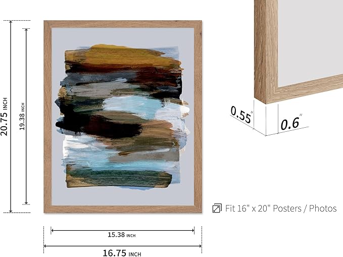 Monem Art Abstract Earth Tone Brushstroke Print - Modern Painterly Art Poster - Wall Decor for Living Room, Bedroom or Office - 16x20 Beige Framed Wall Art by Mareike Bohmer
