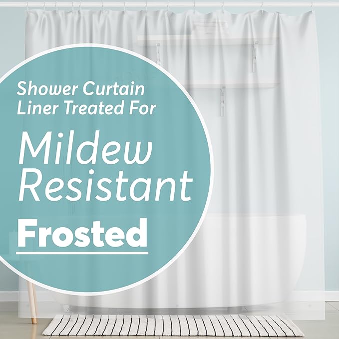 BigFoot Shower Curtain – 72 x 72 PEVA Heavy Duty Shower Curtain with Rustproof Metal Grommet and 3 Magnetic Weights – Odor Free and Compatible with Standard Showers, Frosted